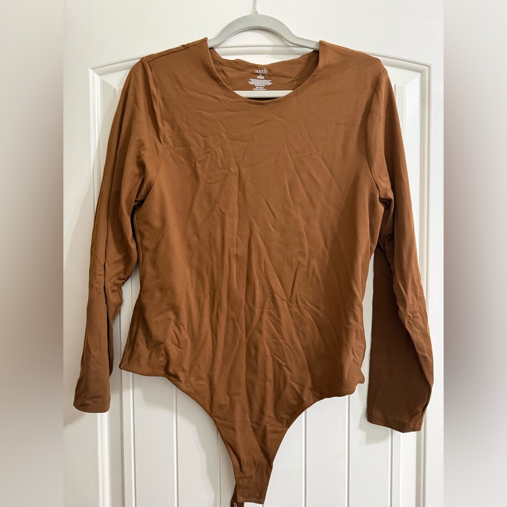 Nuuds Chocolate Long Sleeve Crewneck Bodysuit